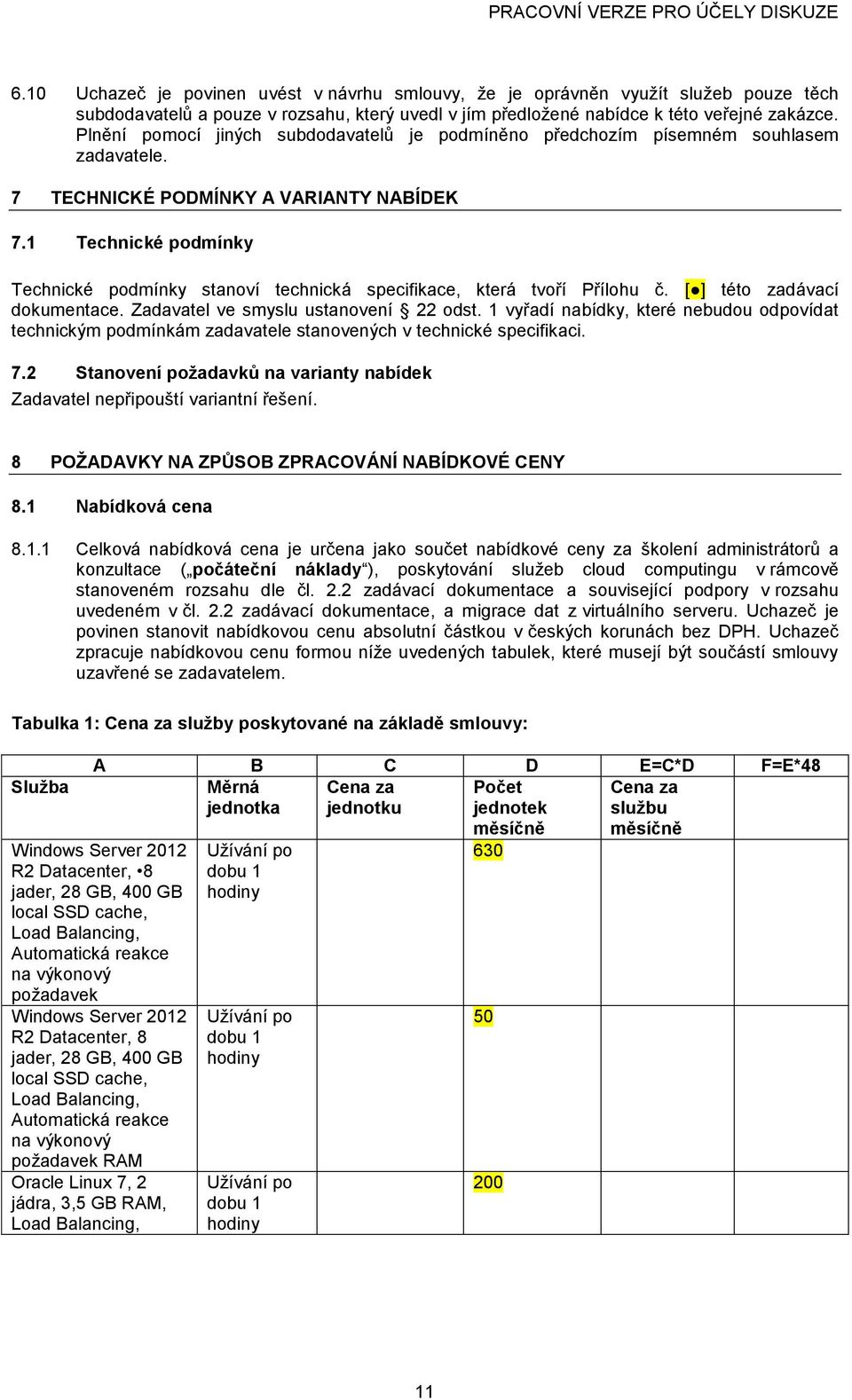 1 Technické pdmínky Technické pdmínky stanví technická specifikace, která tvří Přílhu č. [ ] tét zadávací dkumentace. Zadavatel ve smyslu ustanvení 22 dst.