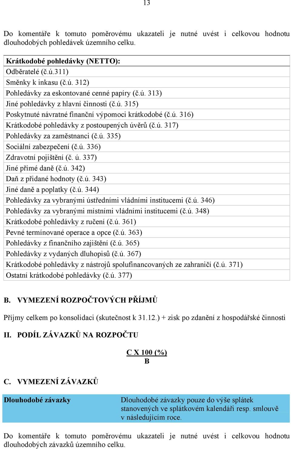 ú. 336) Zdravotní pojištění (č. ú. 337) Jiné přímé daně (č.ú. 342) Daň z přidané hodnoty (č.ú. 343) Jiné daně a poplatky (č.ú. 344) Pohledávky za vybranými ústředními vládními institucemi (č.ú. 346) Pohledávky za vybranými místními vládními institucemi (č.