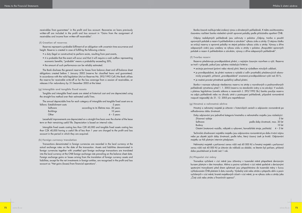 (f) Creation of reserves Reserves represent a probable fulfilment of an obligation with uncertain time occurrence and height.