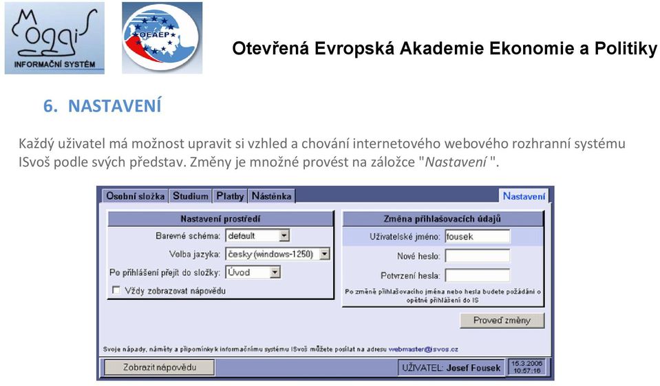 webového rozhranní systému ISvoš podle svých