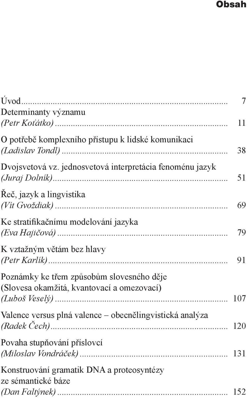 .. 79 K vztažným větám bez hlavy (Petr Karlík)... 91 Poznámky ke třem způsobům slovesného děje (Slovesa okamžitá, kvantovací a omezovací) (Luboš Veselý).