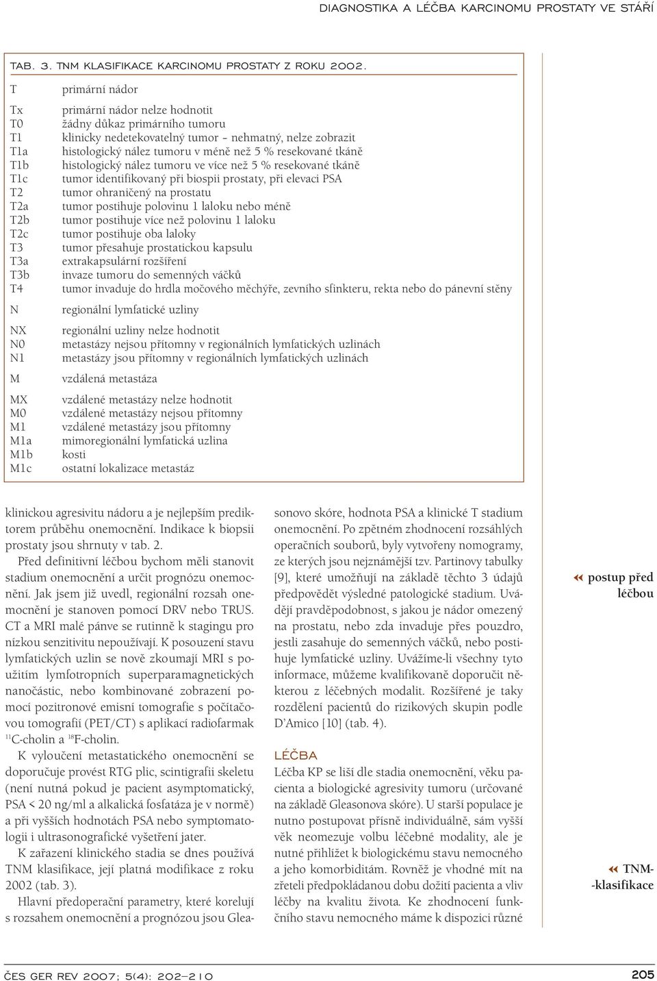 nehmatný, nelze zobrazit histologický nález tumoru v méně než 5 % resekované tkáně histologický nález tumoru ve více než 5 % resekované tkáně tumor identifikovaný při biospii prostaty, při elevaci