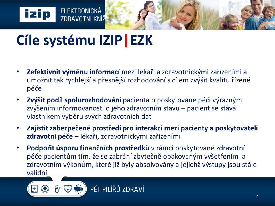 dat Zajistit zabezpečené prostředí pro interakci mezi pacienty a poskytovateli zdravotní péče lékaři, zdravotnickými zařízeními Podpořit úsporu finančních prostředků v