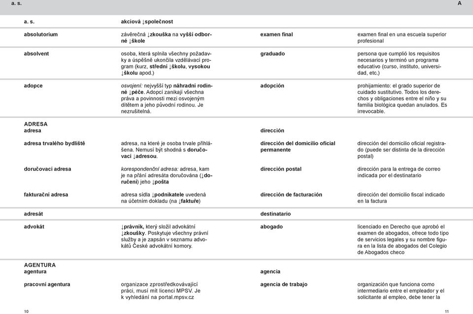 ) graduado persona que cumplió los requisitos necesarios y terminó un programa educativo (curso, instituto, universidad, etc.) adopce osvojení: nejvyšší typ náhradní rodinné péče.