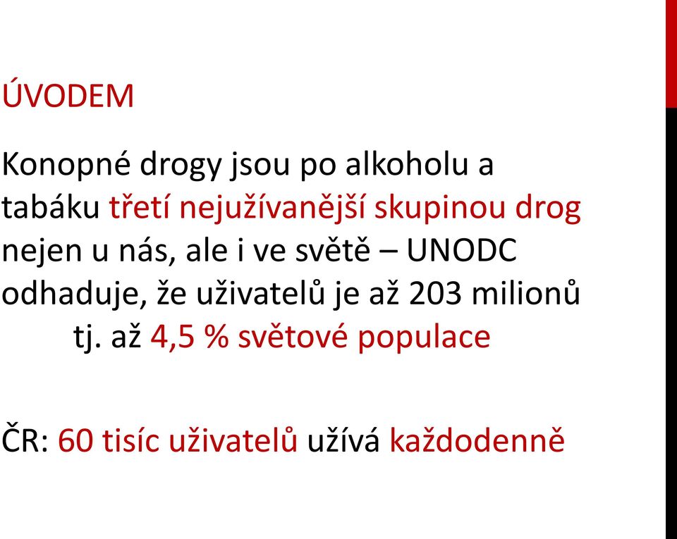 UNODC odhaduje, že uživatelů je až 203 milionů tj.