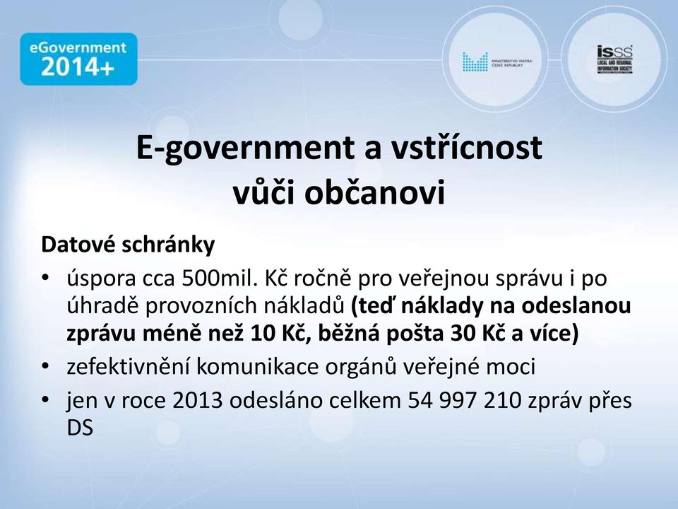 odeslanou zprávu méně než 10 Kč, běžná pošta 30 Kč a více) zefektivnění