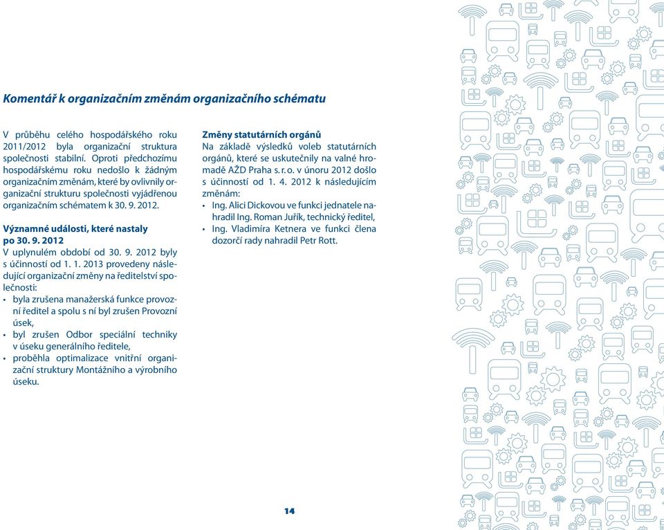 Významné události, které nastaly po 30. 9. 2012 V uplynulém období od 30. 9. 2012 byly s účinností od 1.