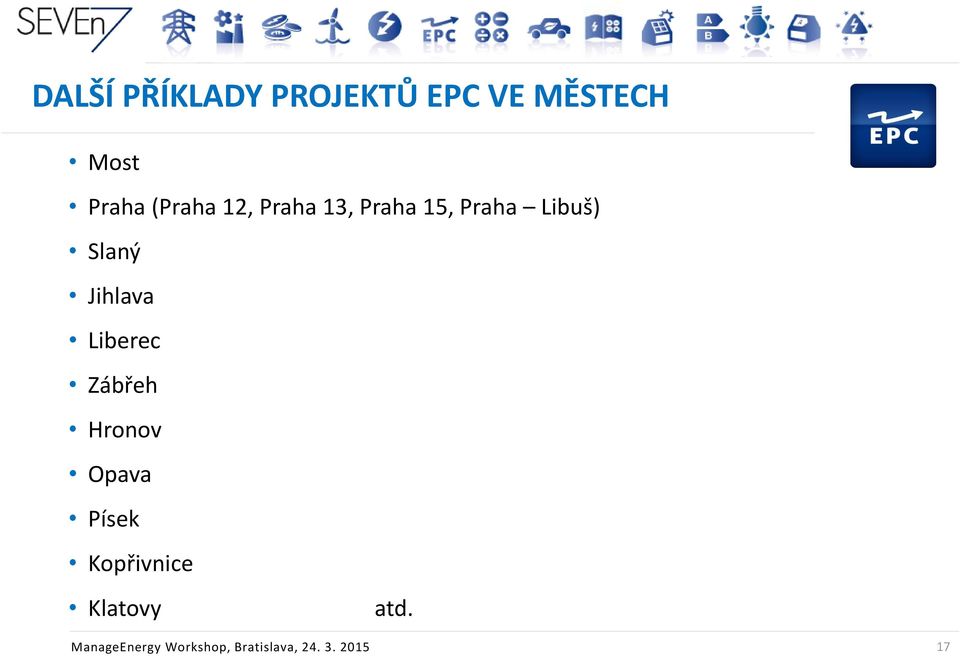 Jihlava Liberec Zábřeh Hronov Opava Písek Kopřivnice