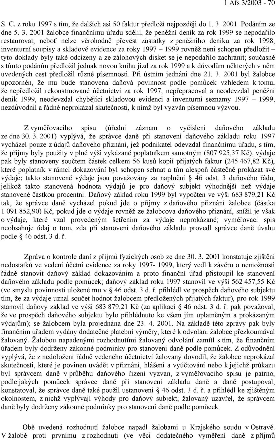 2001. Podáním ze dne 5. 3.
