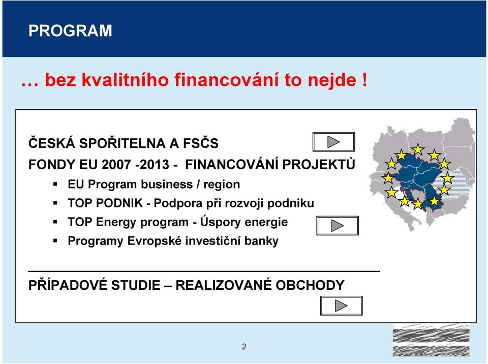 Program business / region TOP PODNIK - Podpora při rozvoji podniku TOP