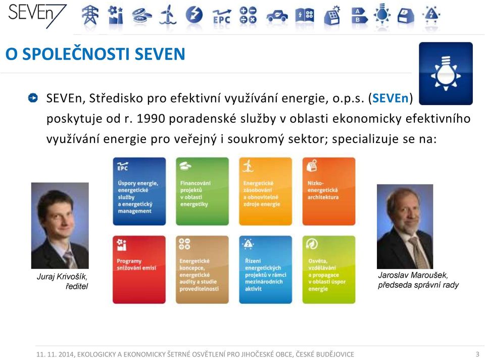 sektor; specializuje se na: Juraj Krivošík, ředitel Jaroslav Maroušek, předseda správní rady 11.