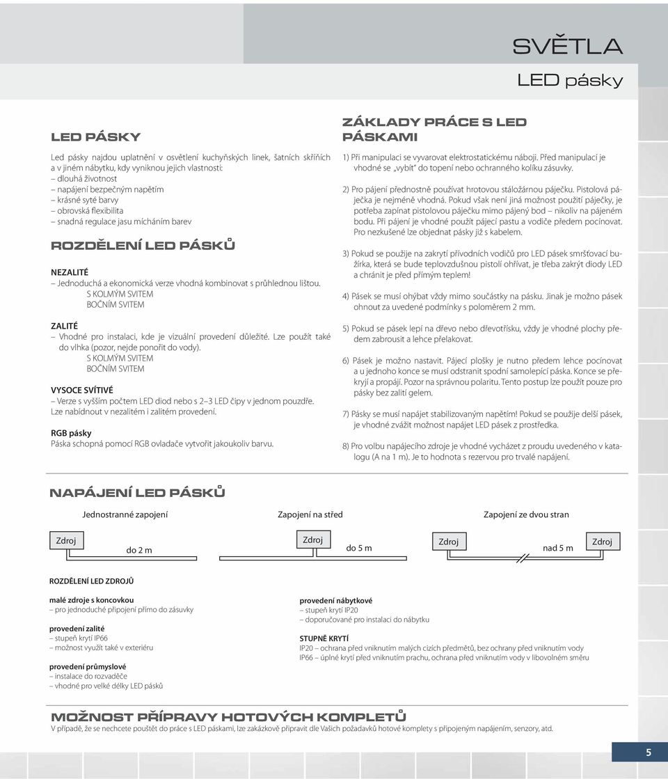 S KOLMÝM SVITEM BOČNÍM SVITEM ZALITÉ Vhodné pro instalaci, kde je vizuální provedení důležité. Lze použít také do vlhka (pozor, nejde ponořit do vody).