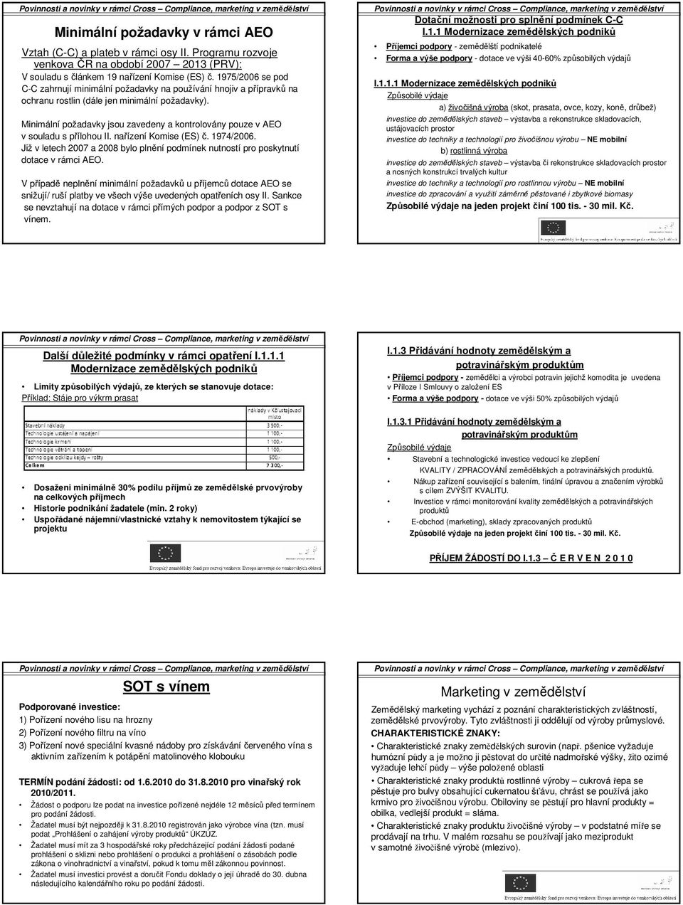 Minimální požadavky jsou zavedeny a kontrolovány pouze v AEO v souladu s přílohou II. nařízení Komise (ES) č. 1974/2006.