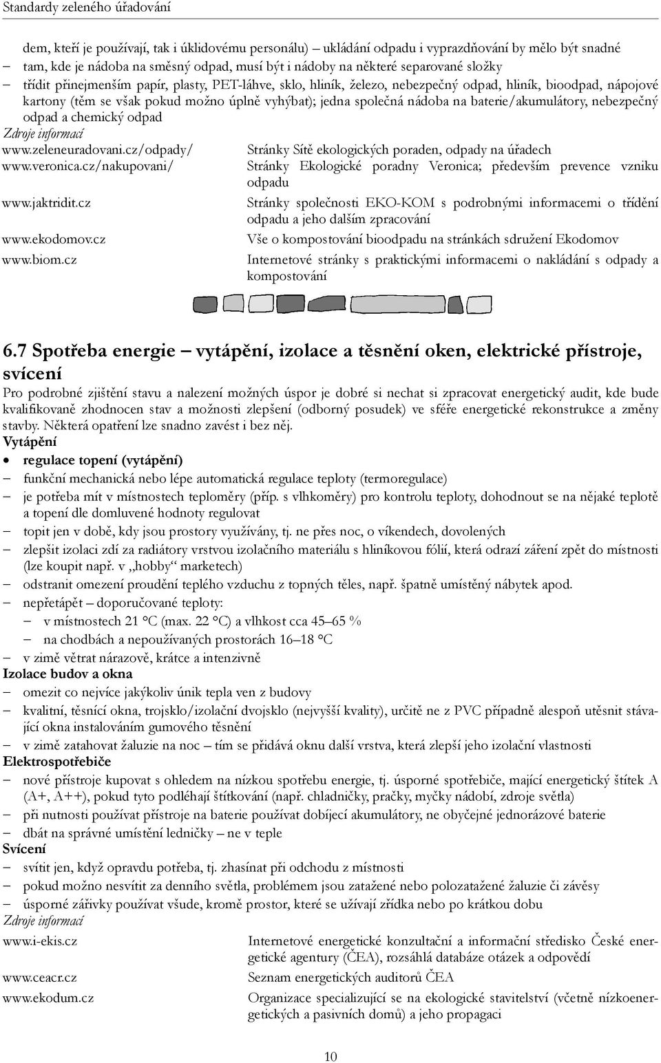 baterie/akumulátory, nebezpečný odpad a chemický odpad Zdroje informací www.zeleneuradovani.cz/odpady/ Stránky Sítě ekologických poraden, odpady na úřadech www.veronica.