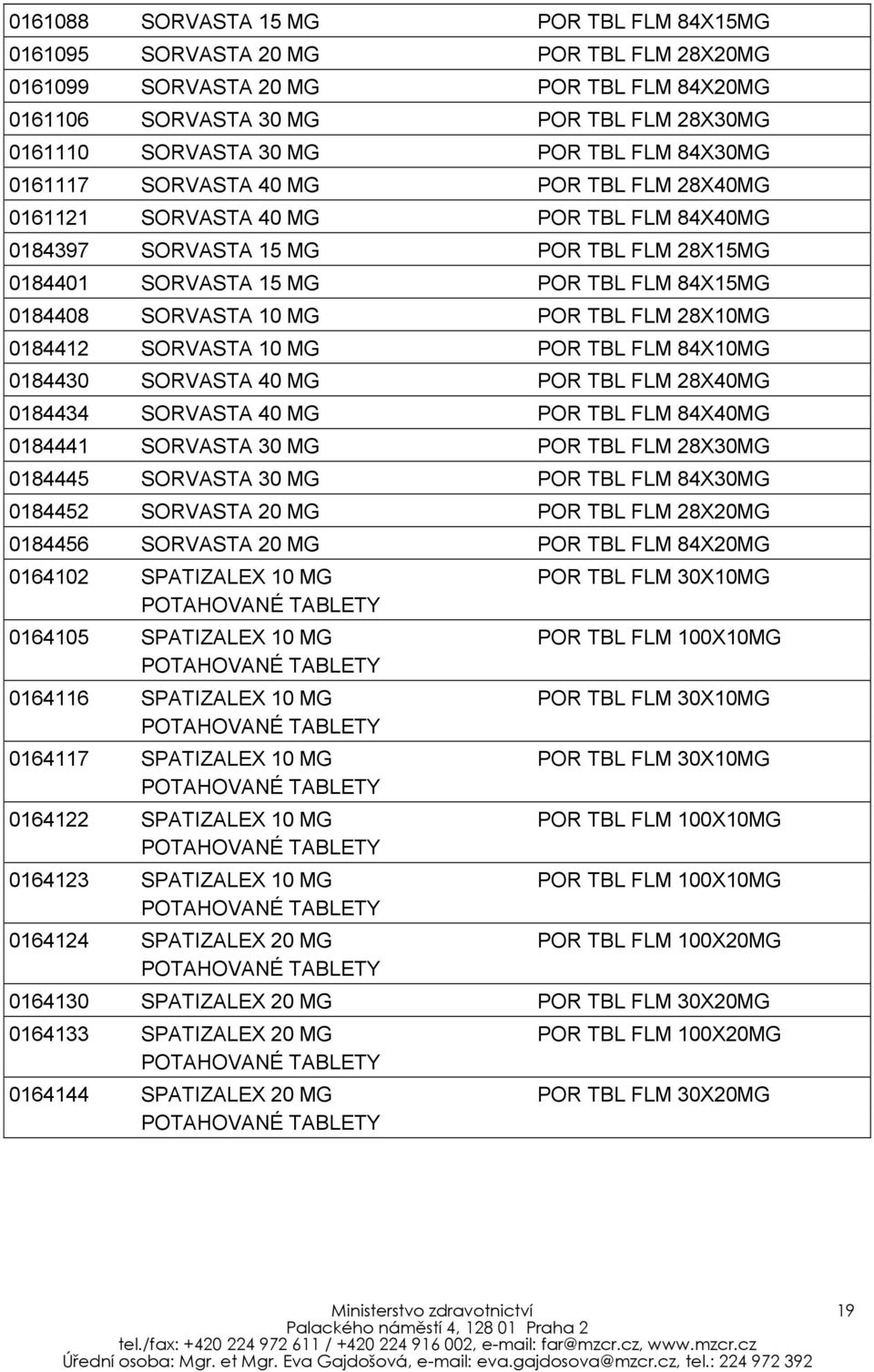 SORVASTA 10 MG POR TBL FLM 28X10MG 0184412 SORVASTA 10 MG POR TBL FLM 84X10MG 0184430 SORVASTA 40 MG POR TBL FLM 28X40MG 0184434 SORVASTA 40 MG POR TBL FLM 84X40MG 0184441 SORVASTA 30 MG POR TBL FLM
