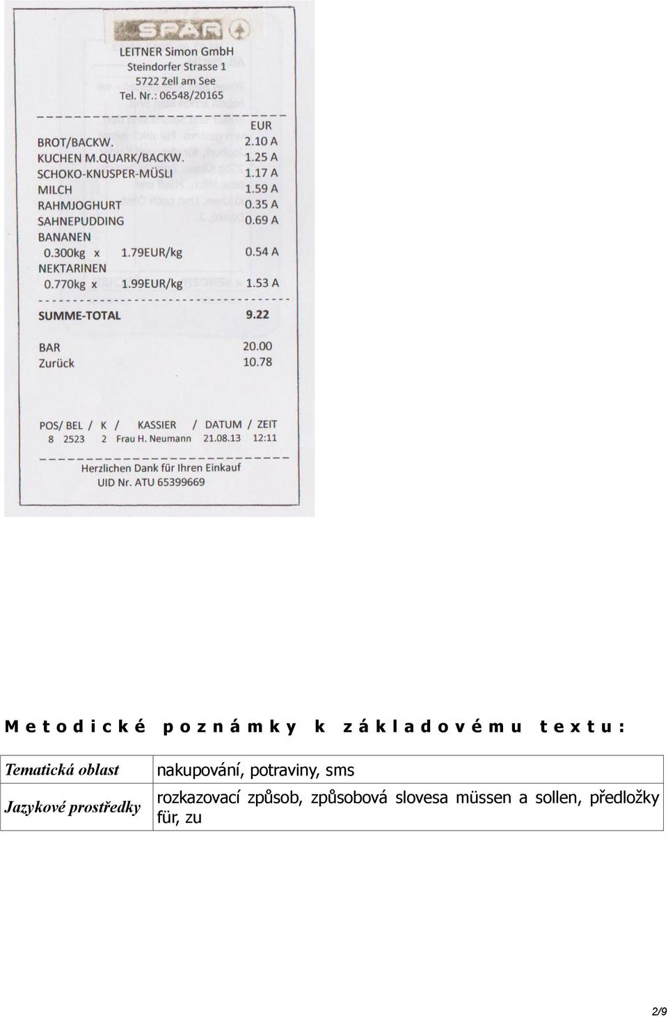 nakupování, potraviny, sms rozkazovací způsob,