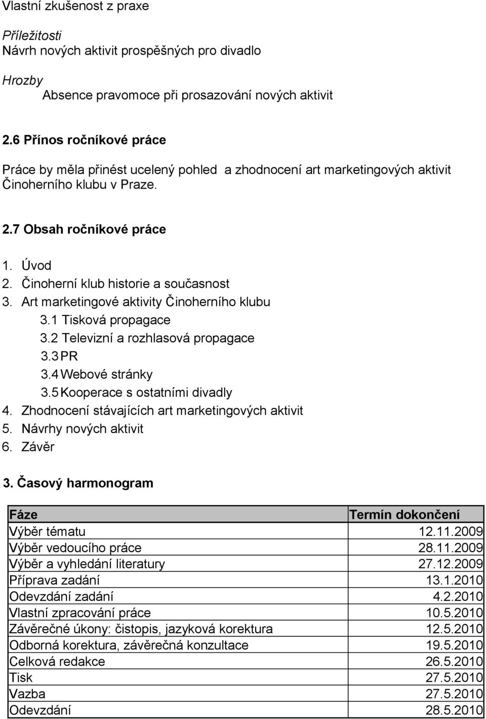 Činoherní klub historie a současnost 3. Art marketingové aktivity Činoherního klubu 3.1 Tisková propagace 3.2 Televizní a rozhlasová propagace 3.3PR 3.4 Webové stránky 3.