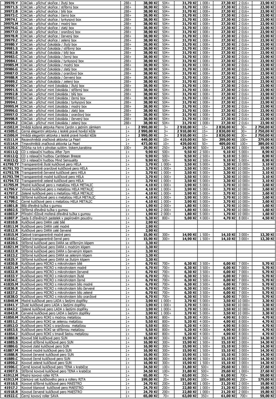 B ClikClak - příchuť skořice / bílý box 288+ 38,90 Kč 504+ 31,70 Kč 1 008+ 27,30 Kč 2 016+ 23,90 Kč 39973.