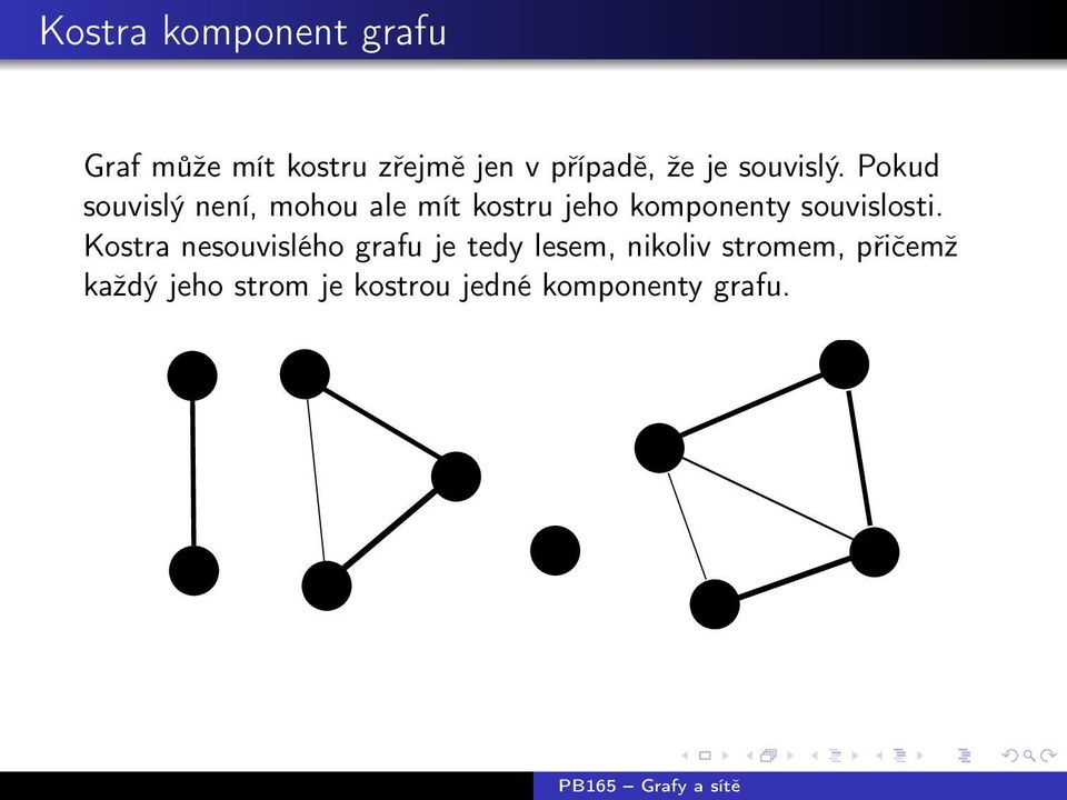Pokud souvislý není, mohou ale mít kostru jeho komponenty