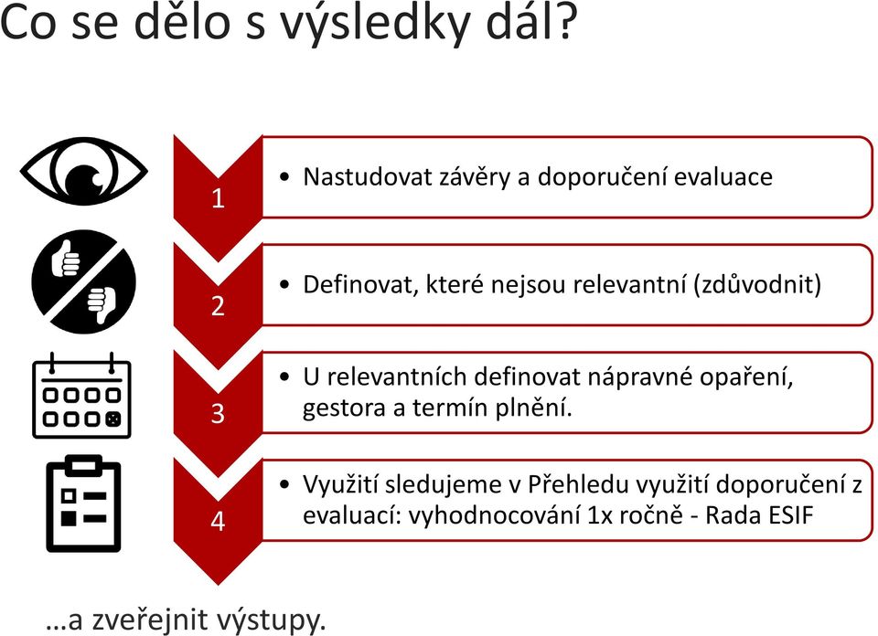 relevantní (zdůvodnit) U relevantních definovat nápravné opaření, gestora a