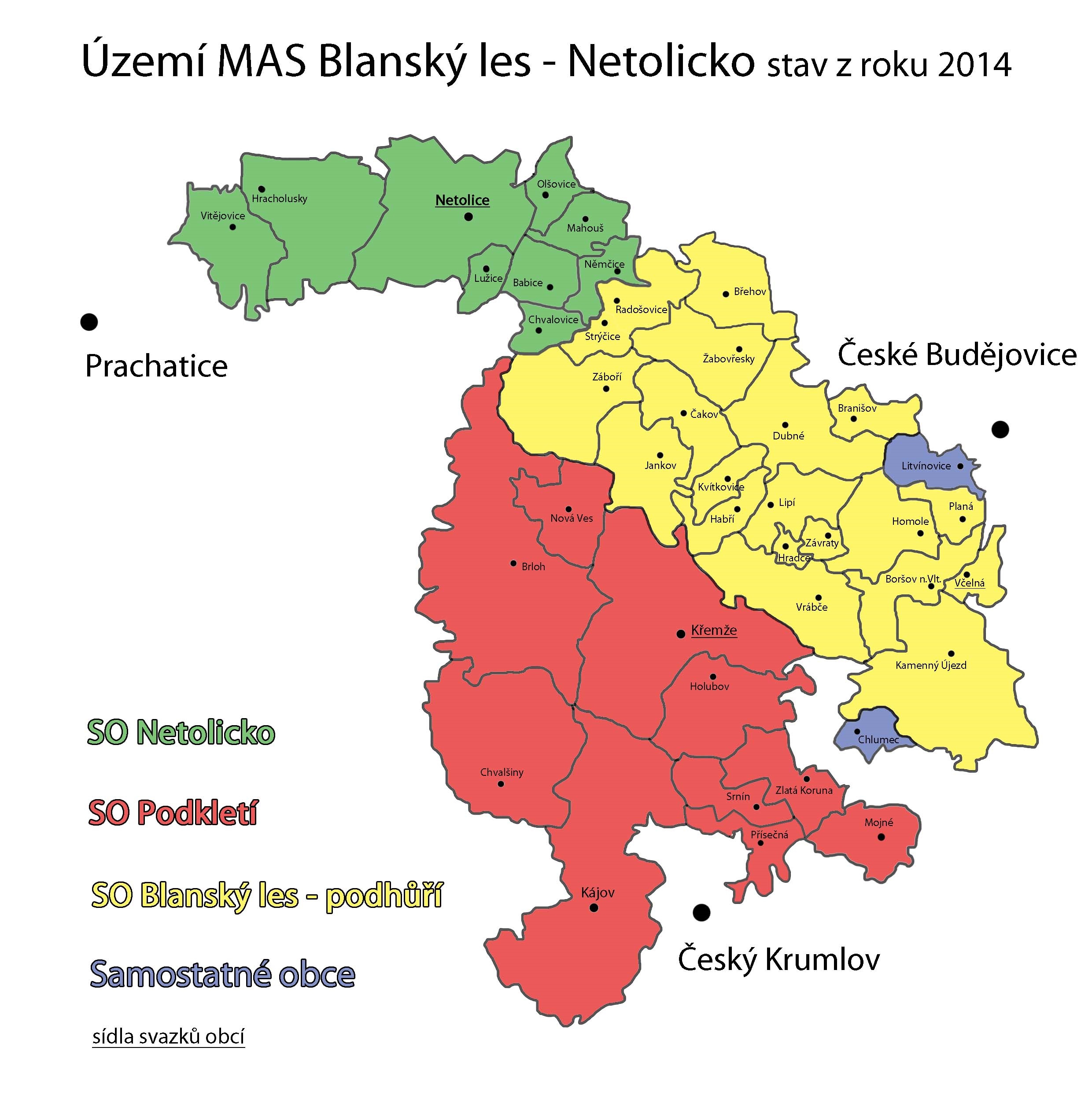 Obr. 5: Porovnání velikosti MAS BLN v kontextu Jihočeského kraje (rozloha, počet obyvatel, počet obcí) Zdroj: ČSÚ a vlastní výpočty Celkový charakter a shodné