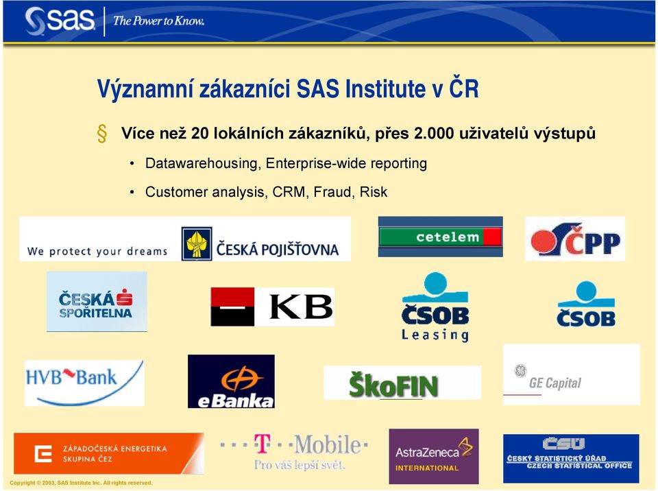 000 uživatelů výstupů Datawarehousing,