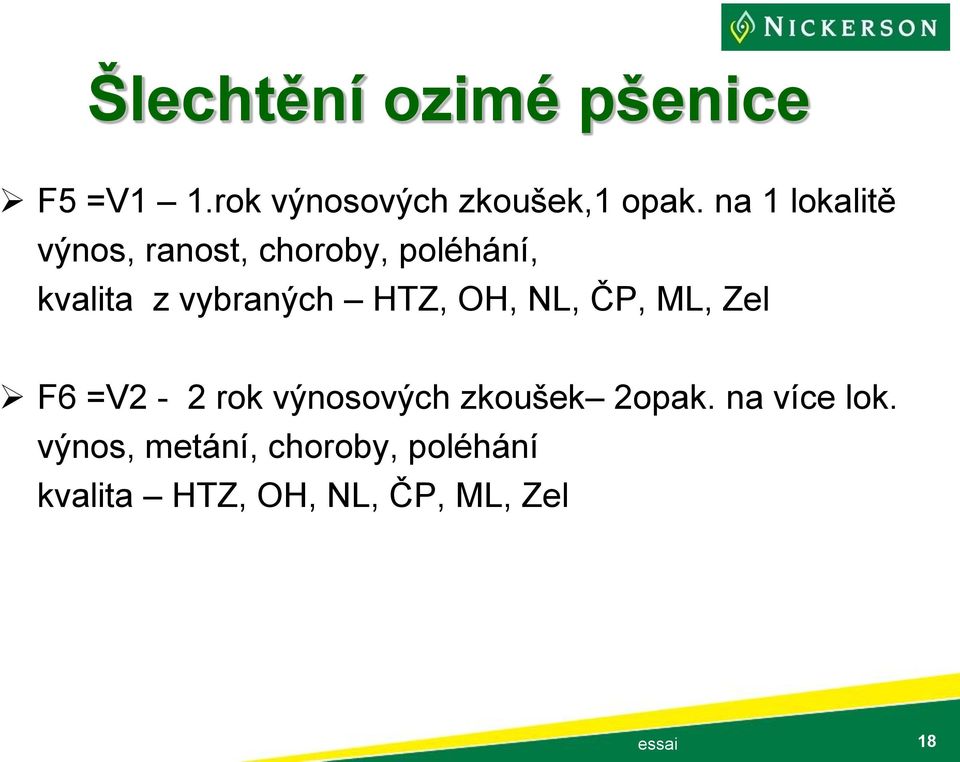 HTZ, OH, NL, ČP, ML, Zel F6 =V2-2 rok výnosových zkoušek 2opak.