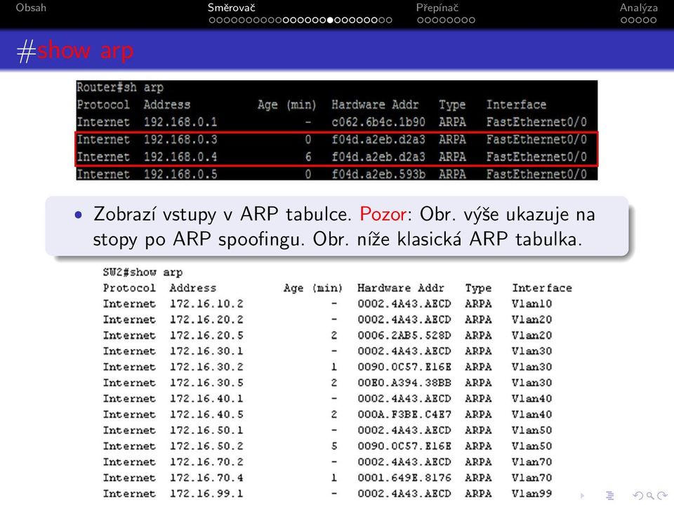 výše ukazuje na stopy po ARP