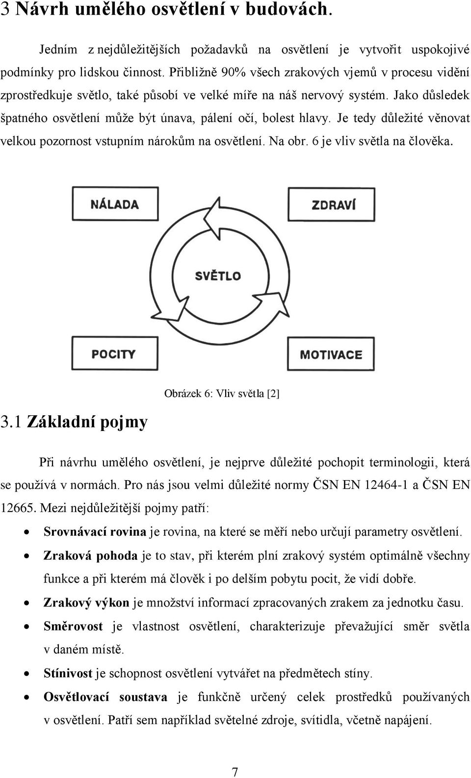Je tedy důležité věnovat velkou pozornost vstupním nárokům na osvětlení. Na obr. 6 je vliv světla na člověka. 3.