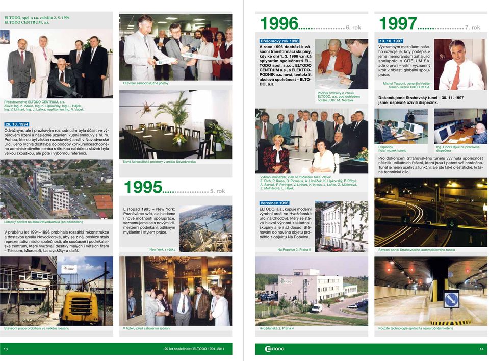 10. 1997 Významným mezníkem našeho rozvoje je, kdy podepisujeme memorandum zahajující spolupráci s CITÉLUM SA. Jde o první velmi významný krok v oblasti globální spolupráce.