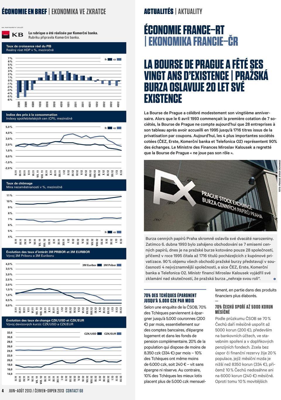 1Q11 2Q11 3Q11 4Q11 1Q12 2Q12 fr cz 3Q12 4Q12 La Bourse de Prague a fêté ses vingt ans d existence Pražská burza oslavuje 20 let své existence Indice des prix à la consommation Indexy