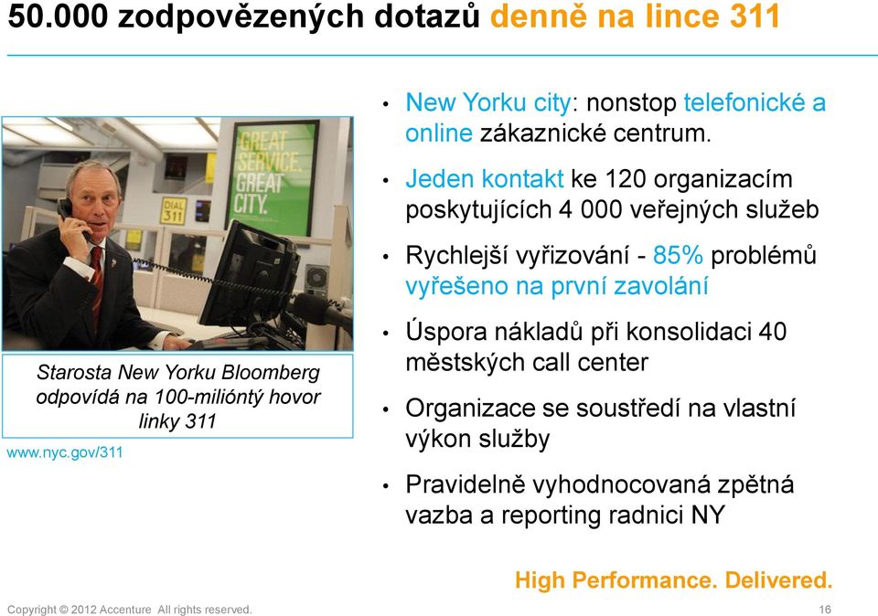 New Yorku Bloomberg odpovídá na 100-milióntý hovor linky 311 www.nyc.