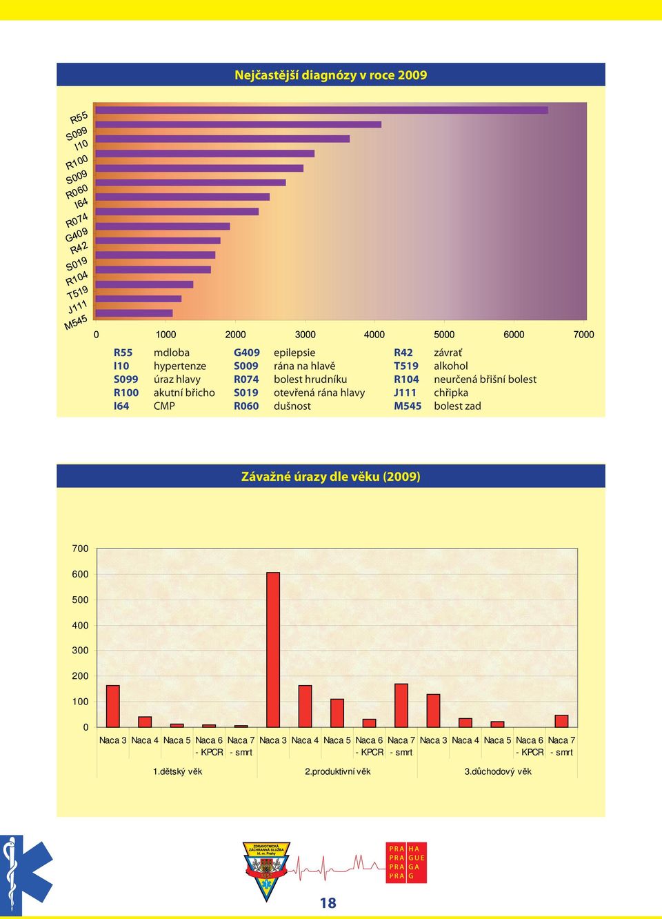 bolest zad Závažné úrazy dle věku (2009) 700 600 500 400 300 200 100 0 Naca 3 Naca 4 Naca 5 Naca 6 Naca 7 Naca 3 Naca 4 Naca 5 Naca