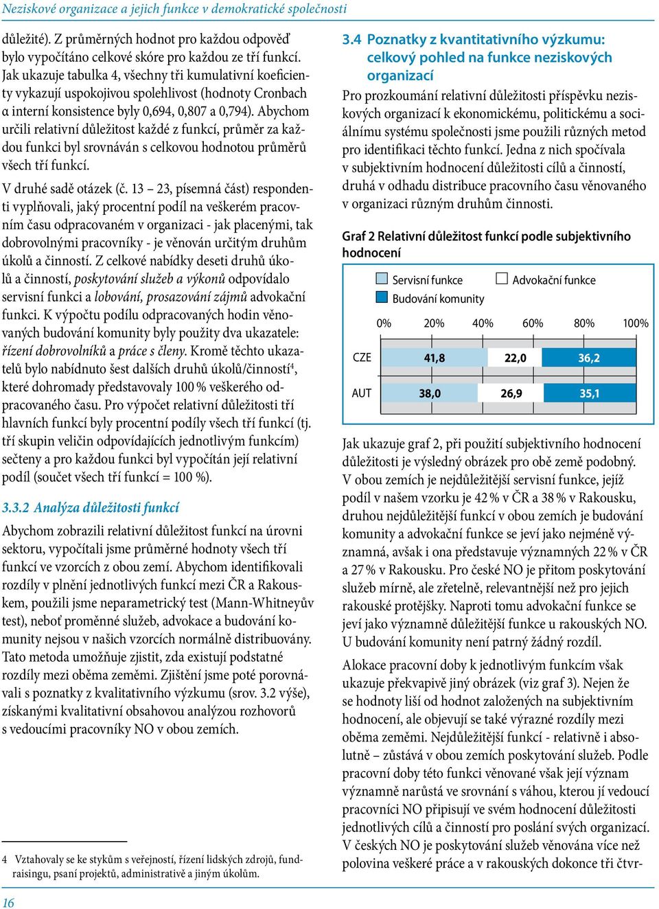 jako nejméně významná, avšak i ona představuje významných 22 % v ČR a 27 % v Rakousku. Pro české NO je přitom poskytování služeb mírně, ale zřetelně, relevantnější než pro jejich rakouské protějšky.