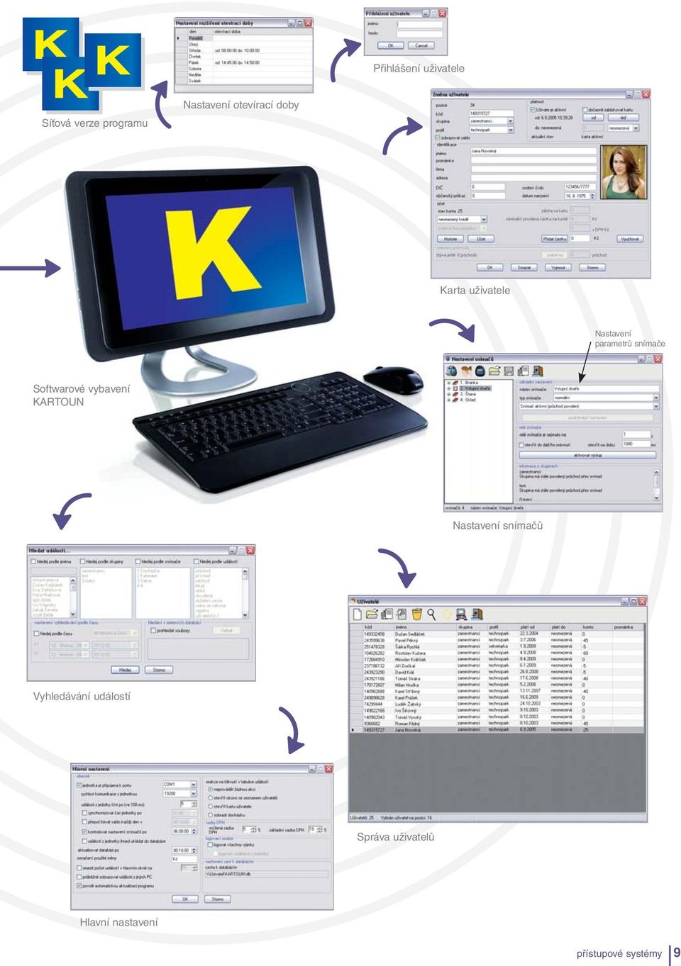 Softwarové vybavení KARTOUN Nastavení snímačů Vyhledávání