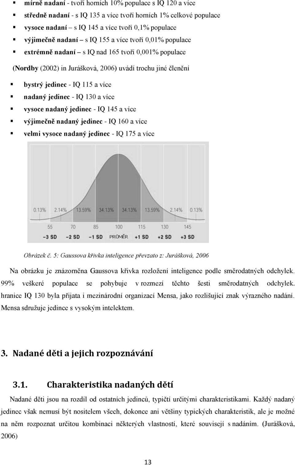 a více vysoce nadaný jedinec - IQ 145 a více výjimečně nadaný jedinec - IQ 160 a více velmi vysoce nadaný jedinec - IQ 175 a více Obrázek č.