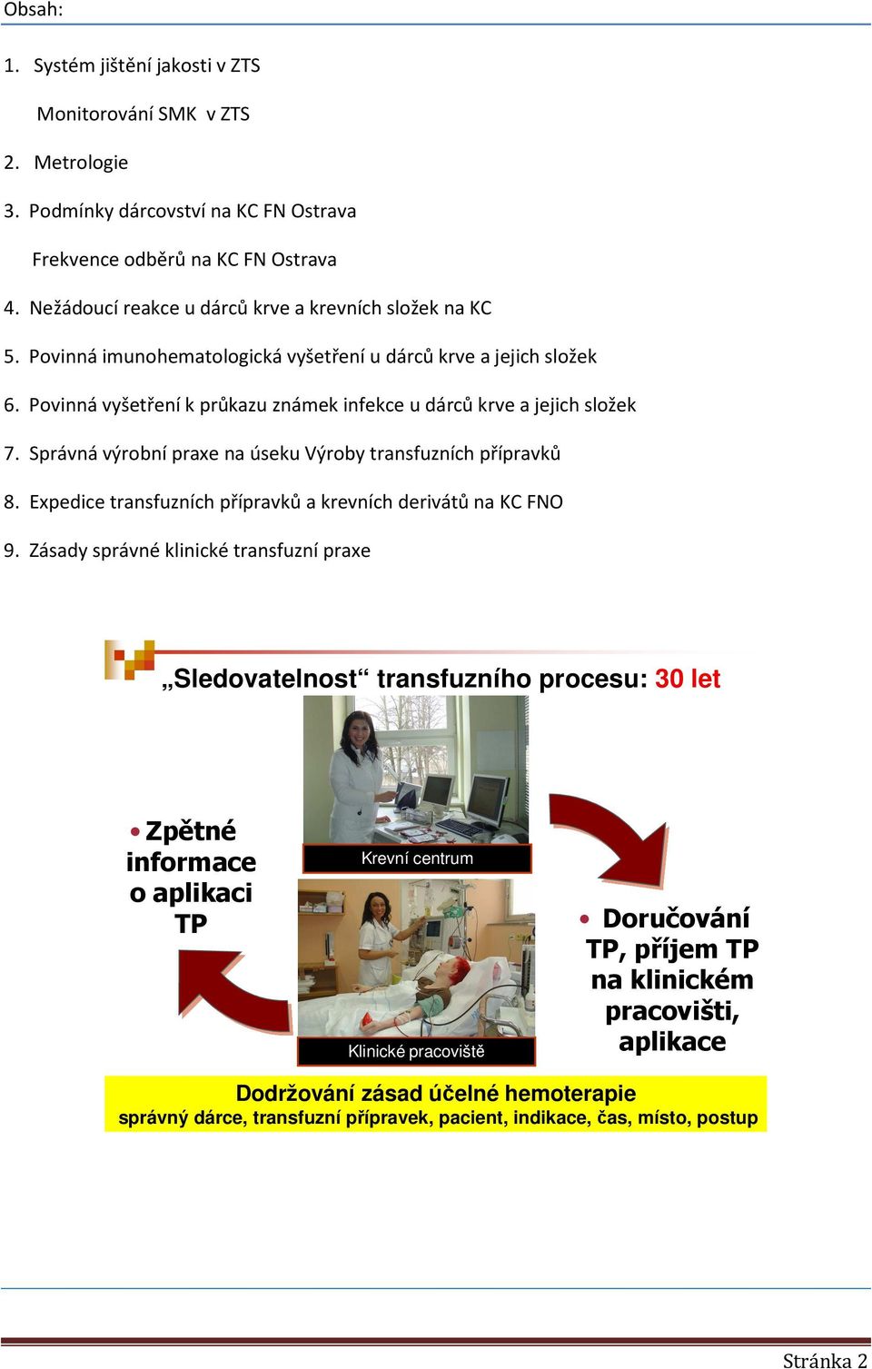 Správná výrobní praxe na úseku Výroby transfuzních přípravků 8. Expedice transfuzních přípravků a krevních derivátů na KC FNO 9.