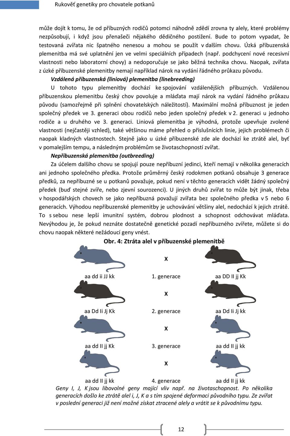 podchycení nové recesivní vlastnosti nebo laboratorní chovy) a nedoporučuje se jako běžná technika chovu.