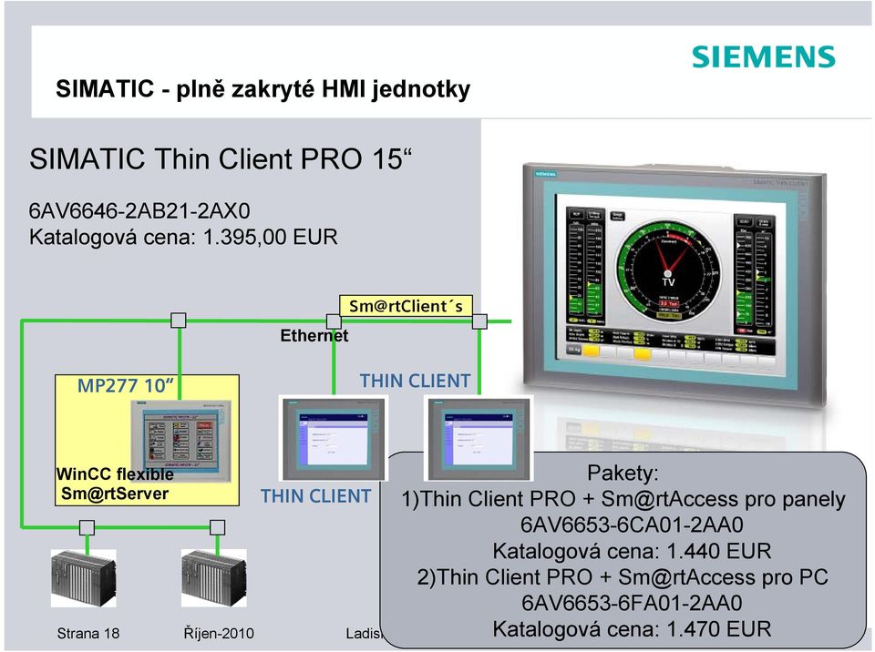 CLIENT Pakety: 1)Thin Client PRO + Sm@rtAccess pro panely 6AV6653-6CA01-2AA0 Katalogová cena: 1.