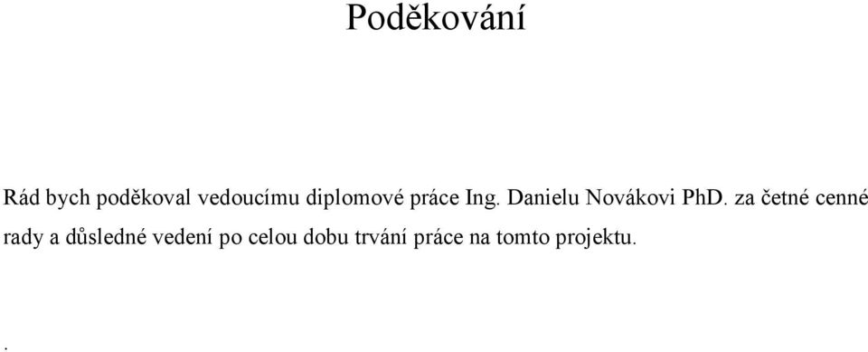 za četné cenné rady a důsledné vedení po