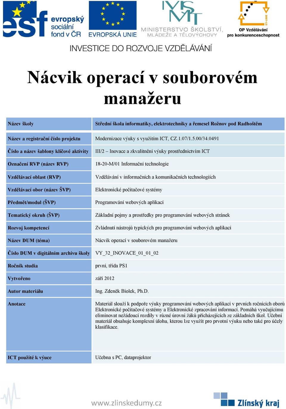 VY_32_INOVACE_01_01_02 a Elektronické zpracování informací.