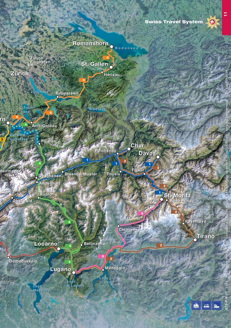 5 Domodossola 4 Lugano Romanshorn 6 St. Gallen 2 5 Chiavenna 2 2 Menaggio Chur Davos 2 1 1 2 Filisur Thusis 1 St.