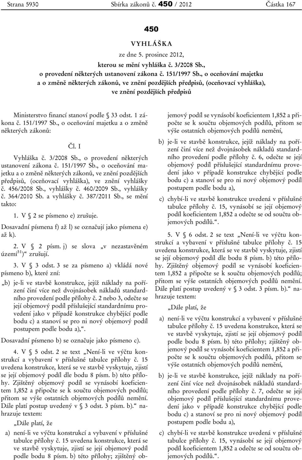 , o oceňování majetku a o změně některých zákonů: Čl. I Vyhláška č. 3/2008 Sb., o provedení některých ustanovení zákona č. 151/1997 Sb.