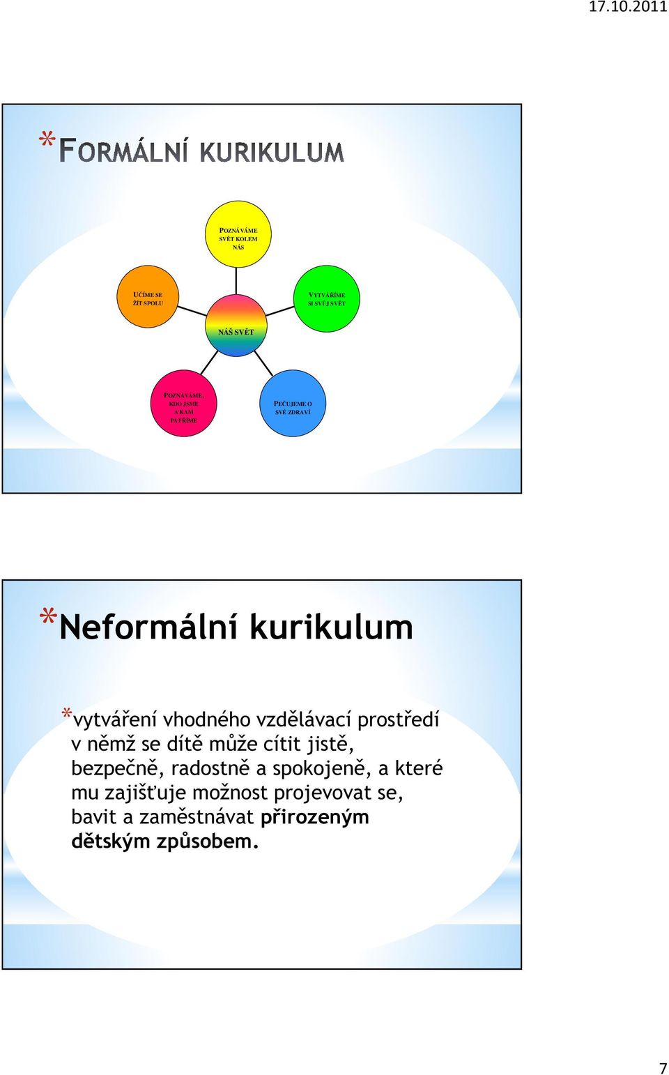 vzdělávací prostředí v němž se dítě může cítit jistě, bezpečně, radostně a spokojeně, a