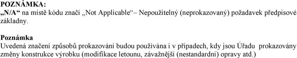 Poznámka Uvedená značení způsobů prokazování budou používána i v