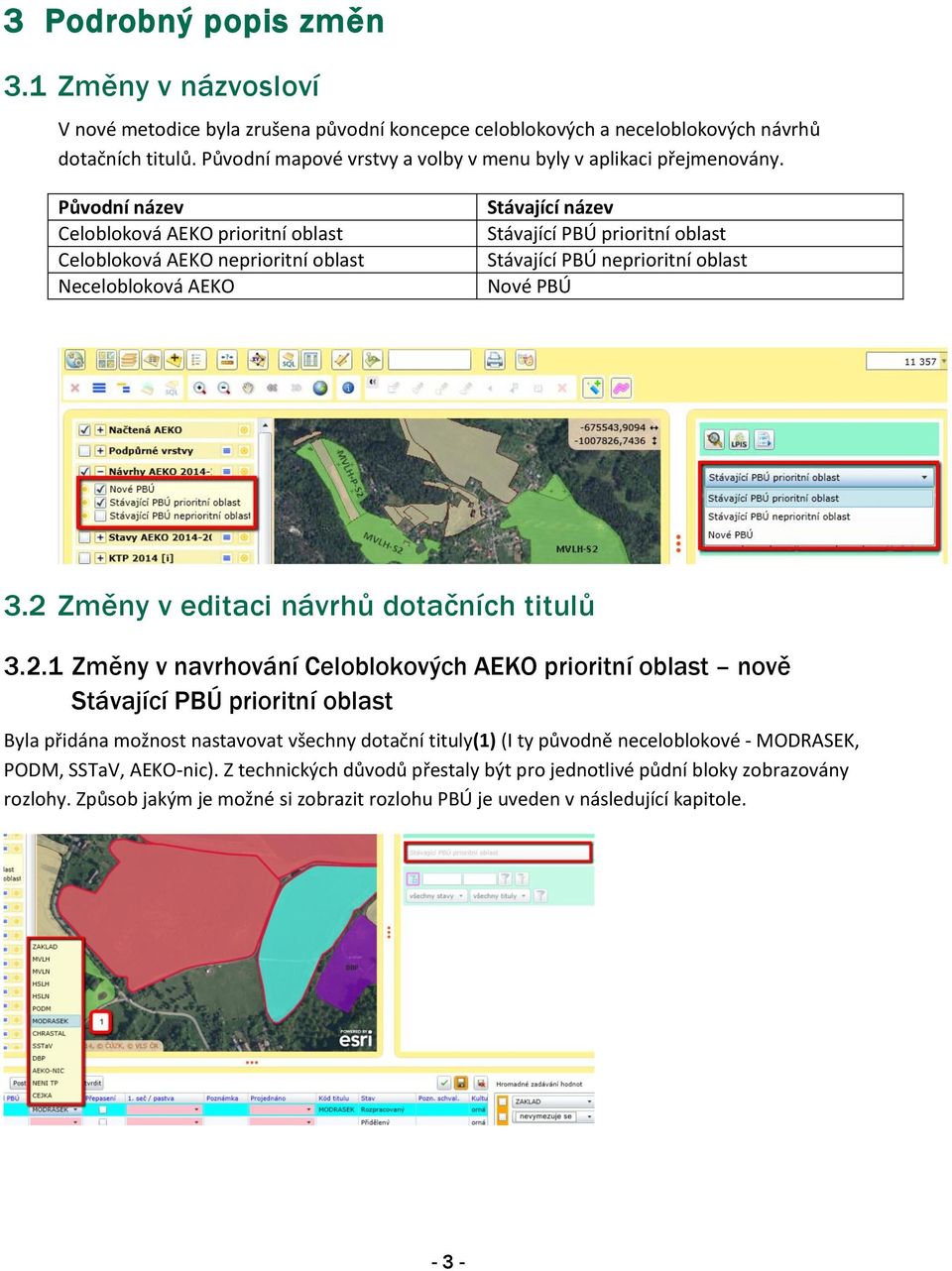 Původní název Celobloková AEKO prioritní oblast Celobloková AEKO neprioritní oblast Necelobloková AEKO Stávající název Stávající PBÚ prioritní oblast Stávající PBÚ neprioritní oblast Nové PBÚ 3.