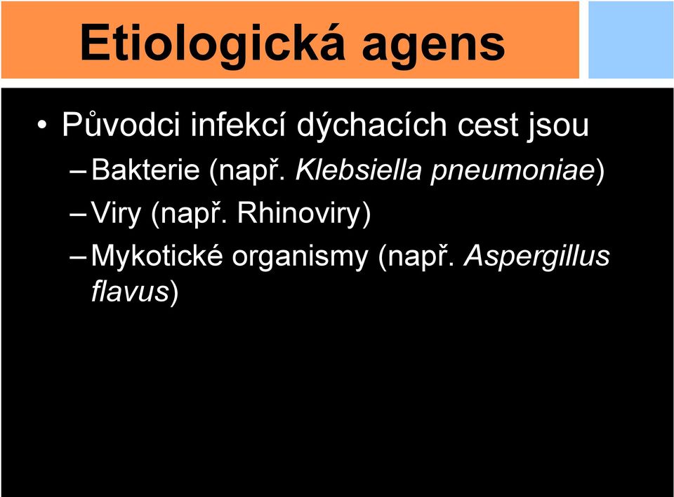 Klebsiella pneumoniae) Viry (např.