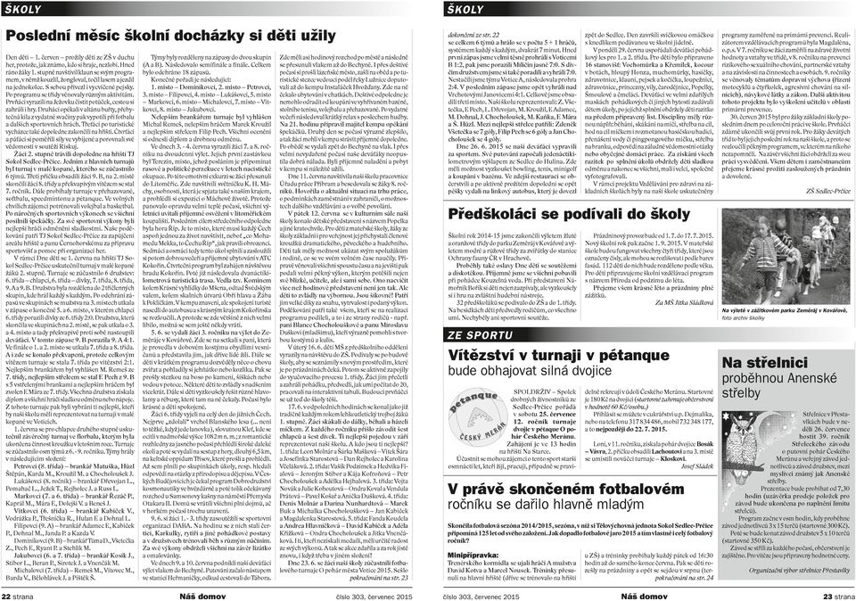 Prvňáci vyrazili na Ježovku čistit potůček, cestou si zahráli i hry. Druháci opékali v altánu buřty, přebytečná kila z vydatné svačiny pak vypotili při fotbalu a dalších sportovních hrách.