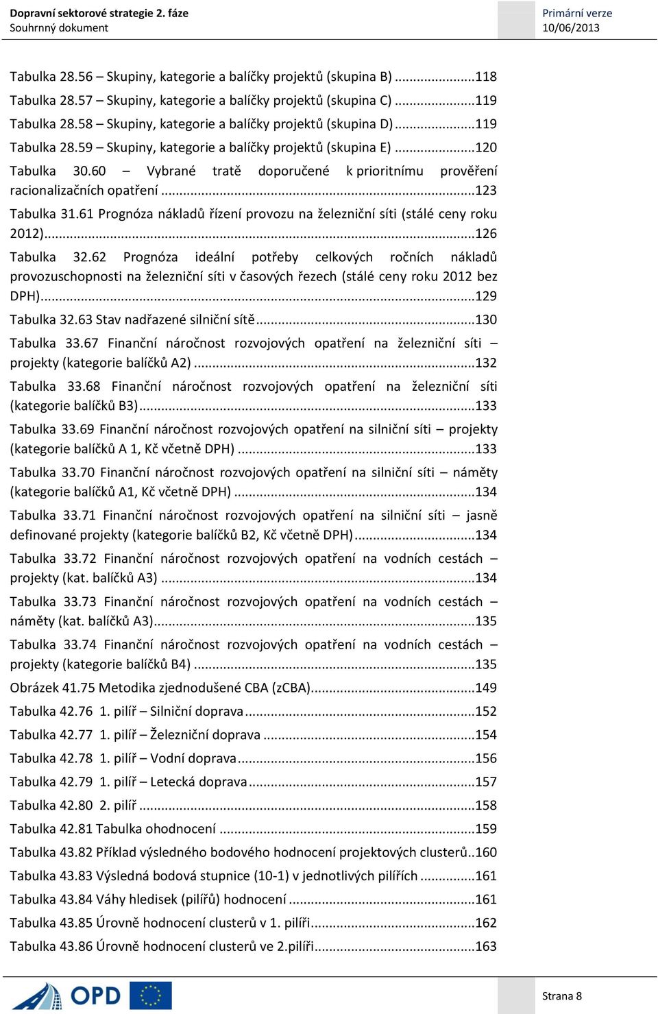 60 Vybrané tratě doporučené k prioritnímu prověření racionalizačních opatření...123 Tabulka 31.61 Prognóza nákladů řízení provozu na železniční síti (stálé ceny roku 2012)...126 Tabulka 32.