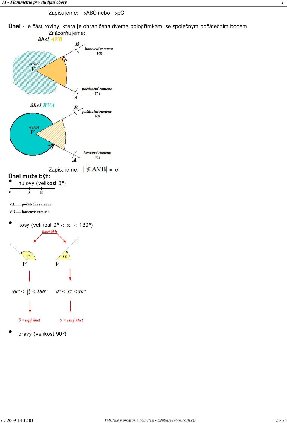 Znázorňujeme: Zapisujeme: Úhel může být: nulový (velikost 0